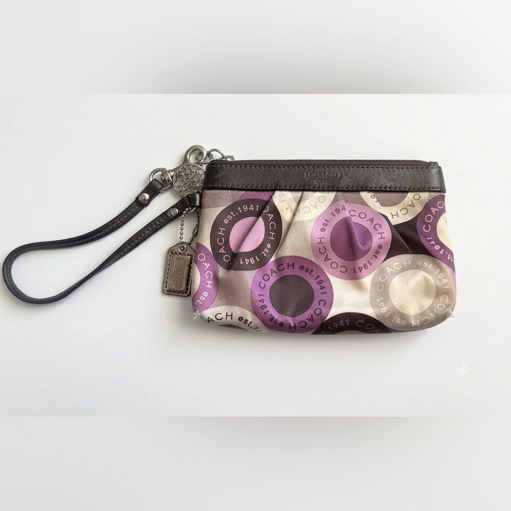 Vintage Coach Madison Y2K Satin Circle Print Wristlet Clutch